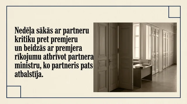 Nedēļa sākās ar partneru kritiku pret premjeru un beidzās ar premjera rīkojumu atbrīvot partnera ministru, ko partneris pats atbalstīja.